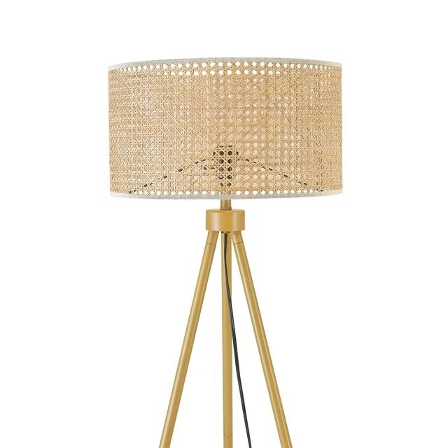 Globe Electric Sandy 60" Faux Wood Floor Lamp with Faux Rattan Shade, 91004435 | Walmart (US)