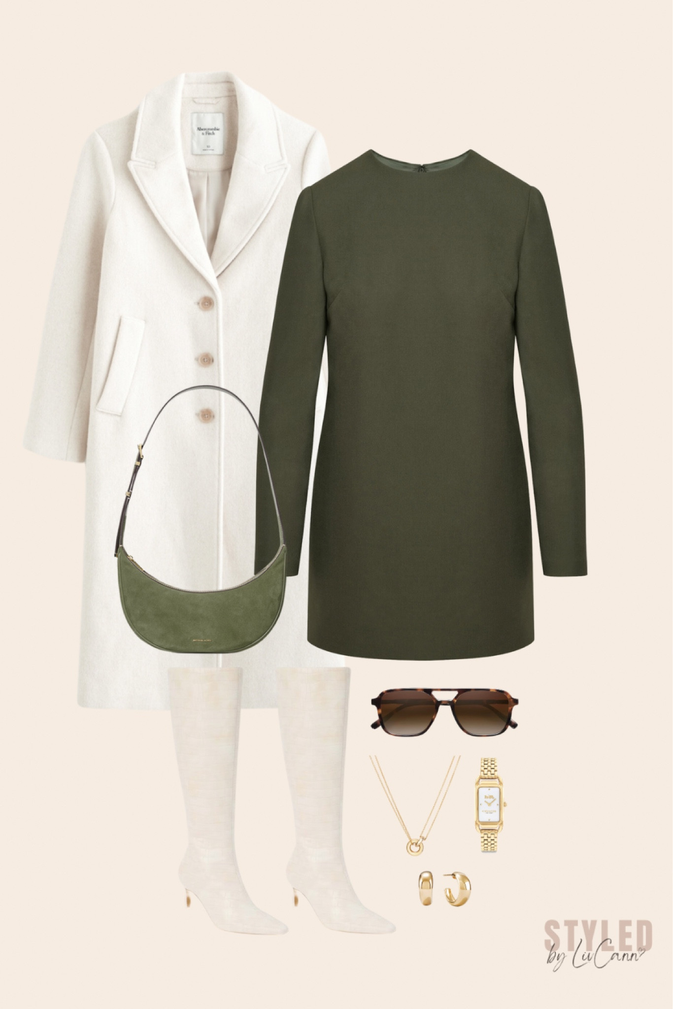 Holiday party outfit inspiration! 🫒 love pairing gold accessories with this dark green color. This mini dress is from aritzia 💚🫢

#LTKStyleTip #LTKHoliday #LTKGiftGuide