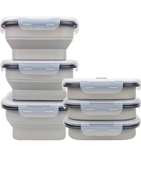 CARTINTS Large 1200ml Collapsible Bowls with Lids, Silicone Food Storage Containers, Space-Saving Meal Prep Containers For Kitchen and Outdoors Camping, Set of 3, Grey $24.99