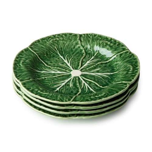 Le Jardin Green Cabbage Plates 3D SALAD/DESSERT PLATES, SET OF FOUR - 9" Sculpted Green Stoneware Leaf Plates – Seasonal Spring & Summer Tableware for Fresh, Nature-Inspired Dining | Amazon (US)