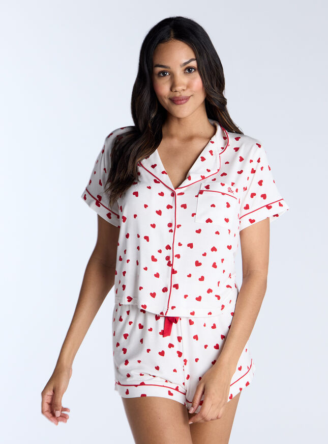 Heart modal short pyjama set - Ivory Mix | Boux Avenue (UK)