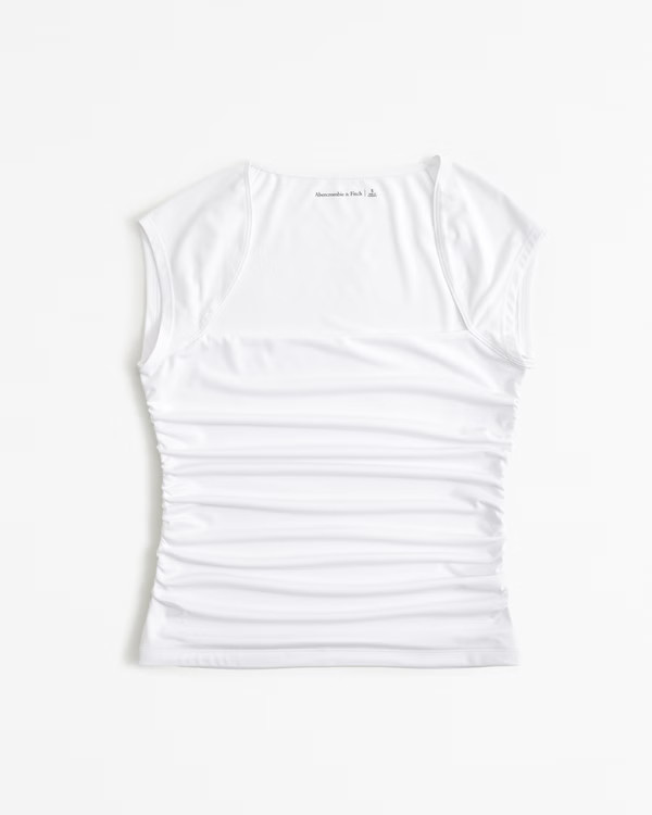 Slinky Jersey Ruched Portrait Top | Abercrombie & Fitch (US)
