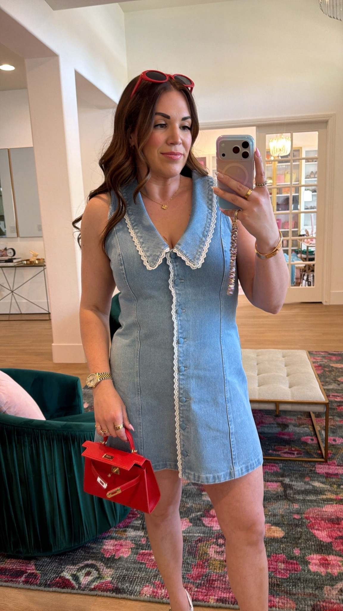 curvy midsize spring outfit! wearing size large in feminine denim dress 💙 

#LTKMidsize #LTKSeasonal