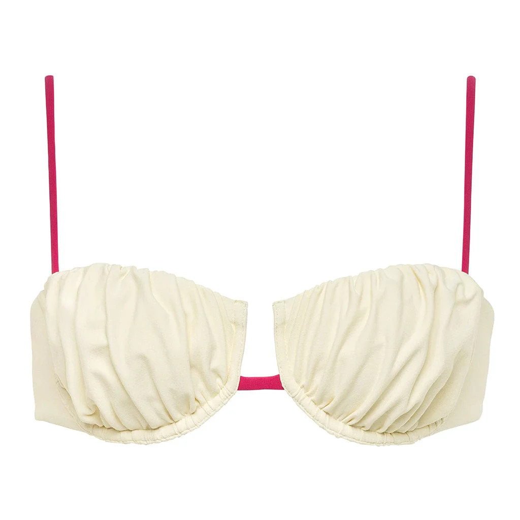 Cream Raspberry Binded Petal Bikini Top | Montce