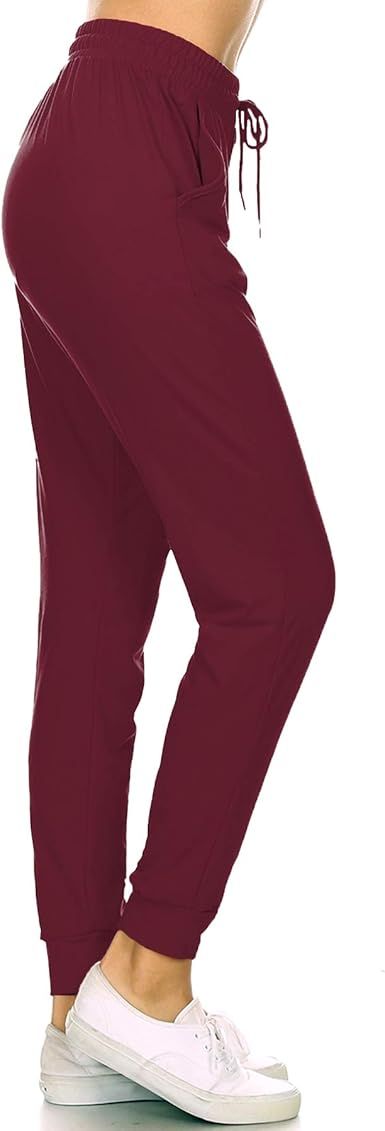 Leggings Depot Women's Printed Solid Activewear Jogger Track Cuff Sweatpants | Amazon (US)