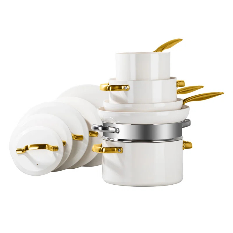 Gotham Steel Modern Collection 11 Pc Cream Nonstick Cookware Set | Wayfair North America