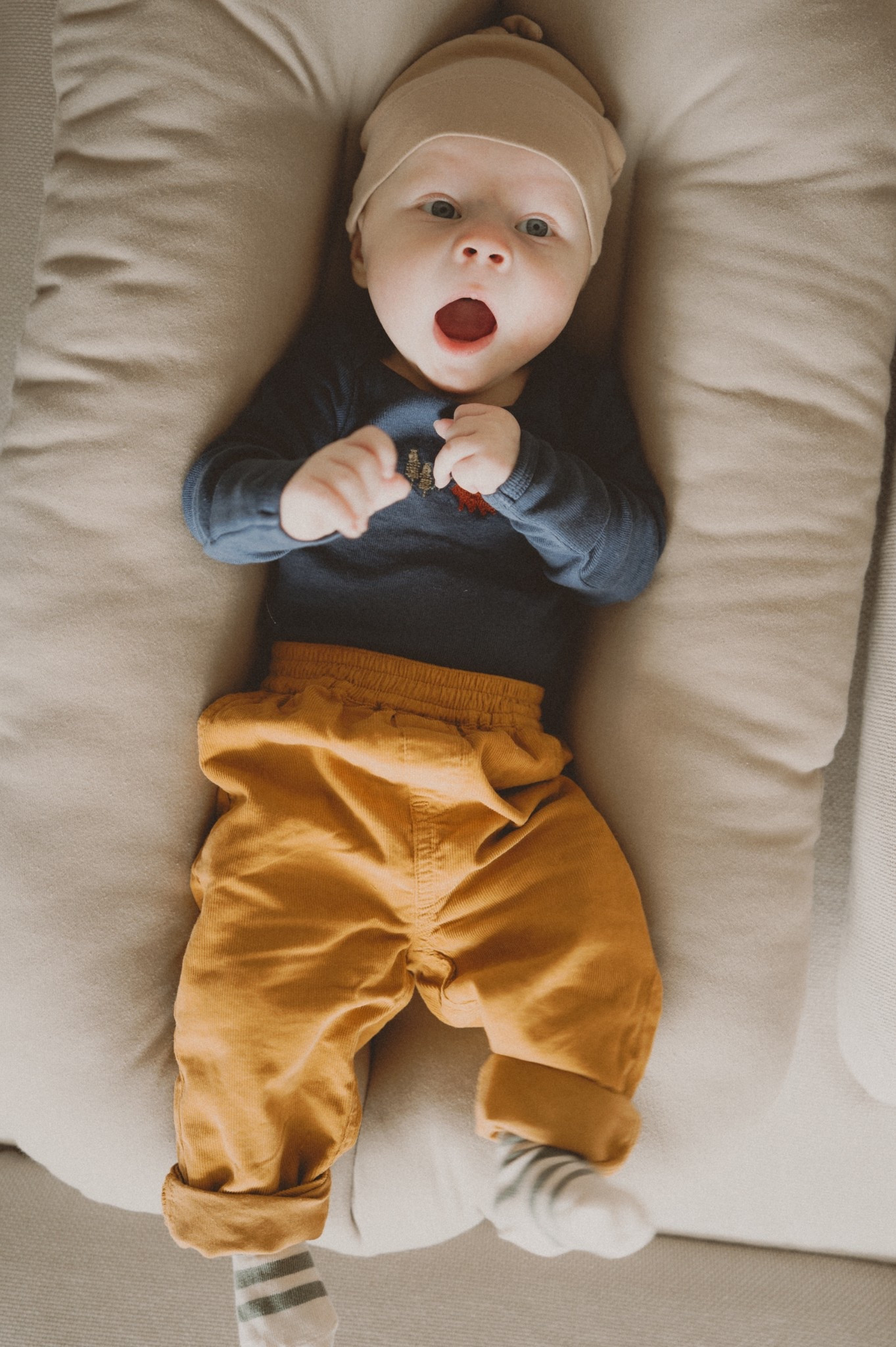 Benji just got his first Petit Sézane piece 🤩🥰
Styling Leo corduroy pants with Carter’s baby onesie and Colored organics hat. Socks: H&M. 

#LTKFindsUnder100 #LTKKids #LTKBaby