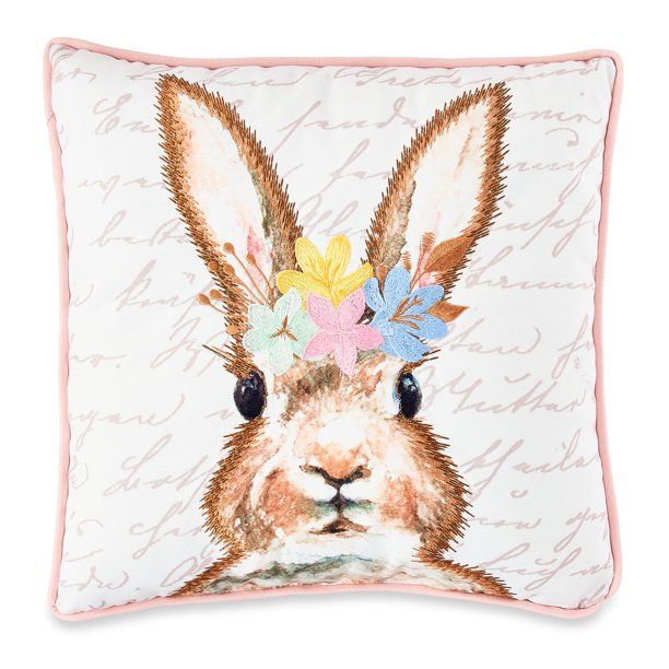 Way To Celebrate Easter Square Bunny Face Decorative Pillow, 14" x 14" | Walmart (US)