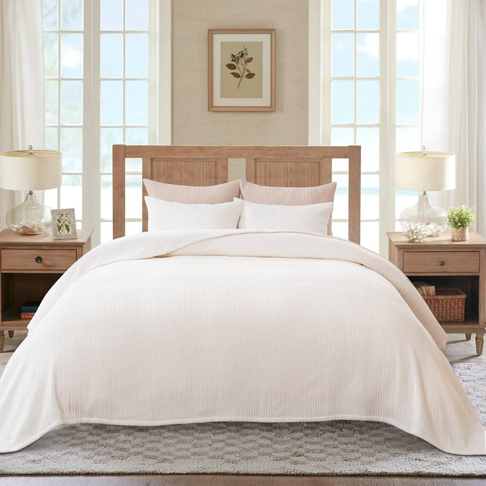 EVERGRACE Cotton Quilt Set Queen Size 3 Pieces, Ultra Soft Pick Stitch Matelasse Coverlet Oversiz... | Amazon (US)