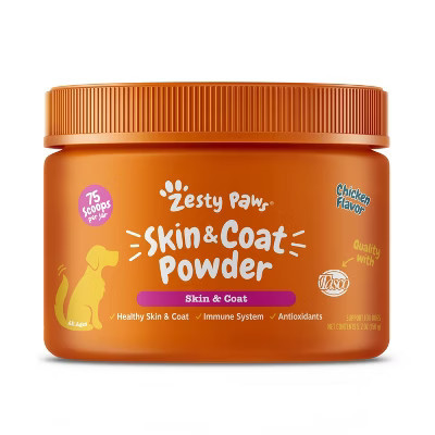 Zesty Paws Skin & Coat Unflavored Vitamin and Supplements Powder - 150g | Target