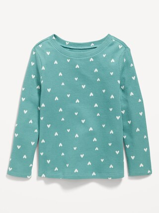 Printed Long-Sleeve Thermal-Knit T-Shirt for Toddler Girls | Old Navy (US)