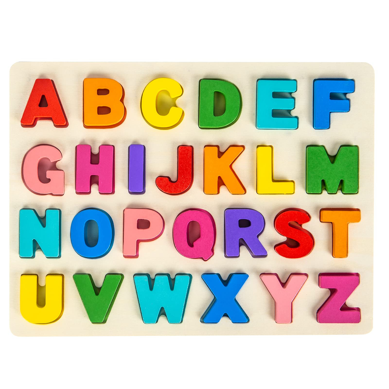 Alphabet Puzzle Wooden Puzzles for Toddlers 3 4 5 Year Old, ABC Puzzle Shape Alphabet Learning Pu... | Amazon (US)