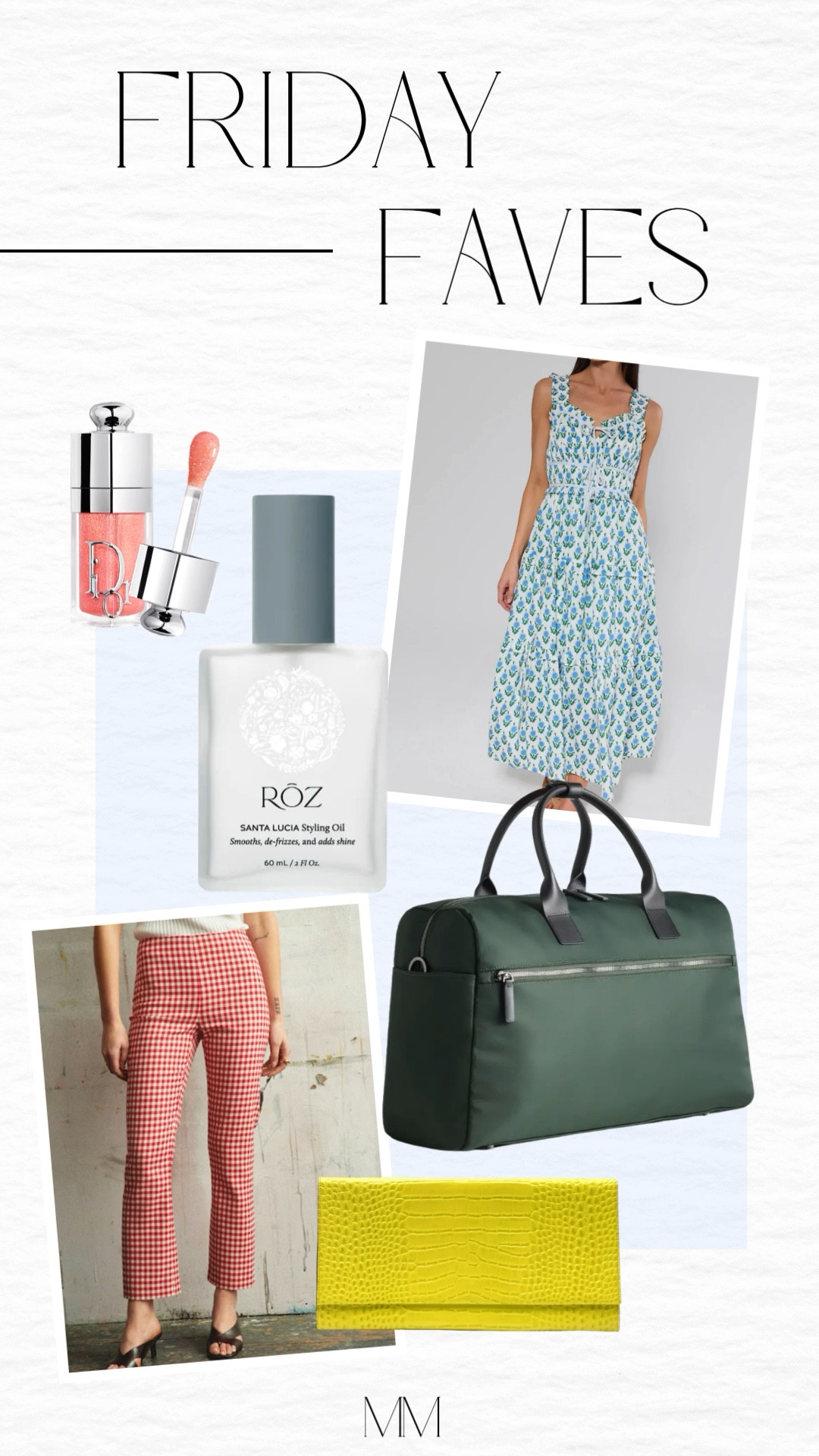 Fresh Friday favorites with a mix of color and elevated essentials. From a breezy printed dress to tailored gingham pants and chic accessories, these pieces are perfect for spring to summer styling.

[ltk style inspo, friday favorites, spring outfit ideas, summer outfit inspo, printed dress outfit, gingham pants outfit, colorful outfit ideas, chic travel bag, everyday accessories, beauty favorites, effortless style, feminine outfit ideas]

#LTKSaleAlert #LTKOver40