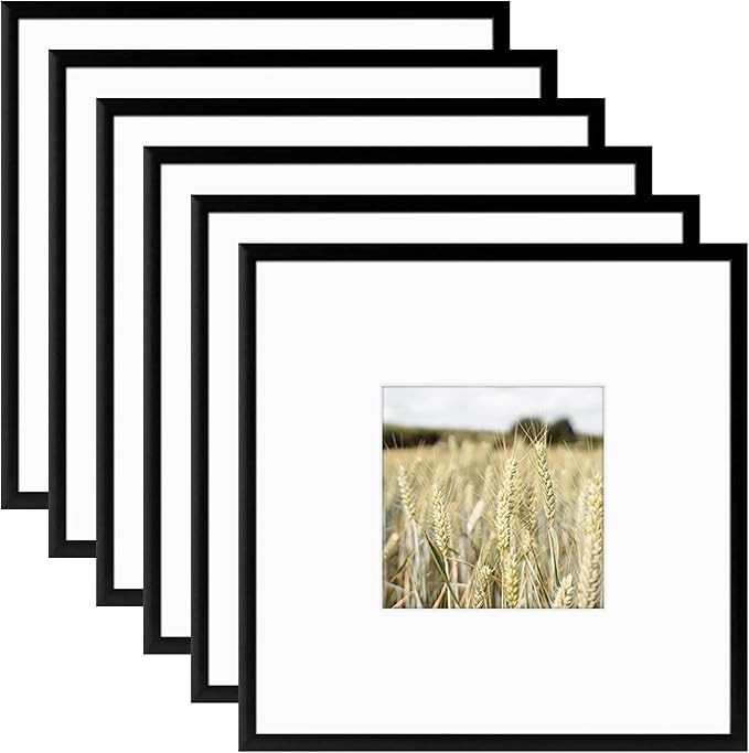 Golden State Art, Gallery Wall Frame Set of 6 - Black 12x12 Aluminum Photo Frames with Mat for 8x... | Amazon (US)