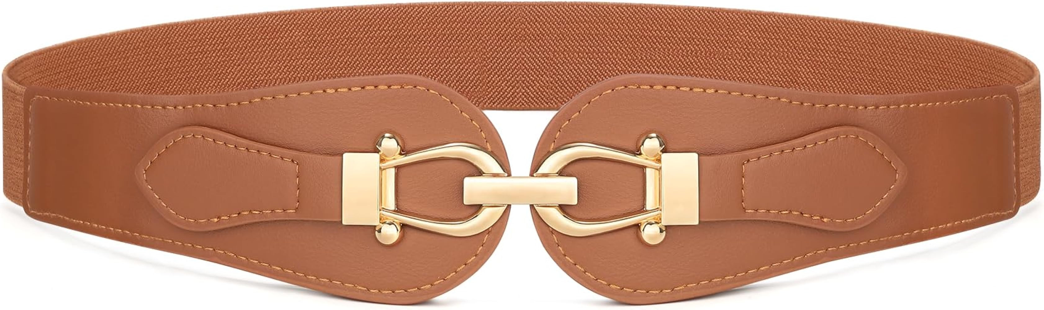 VONMELLI Wide Elastic Belts for Women, Stretch Ladies Waist Belt with Fashion Gold Buckle, Vintag... | Amazon (US)