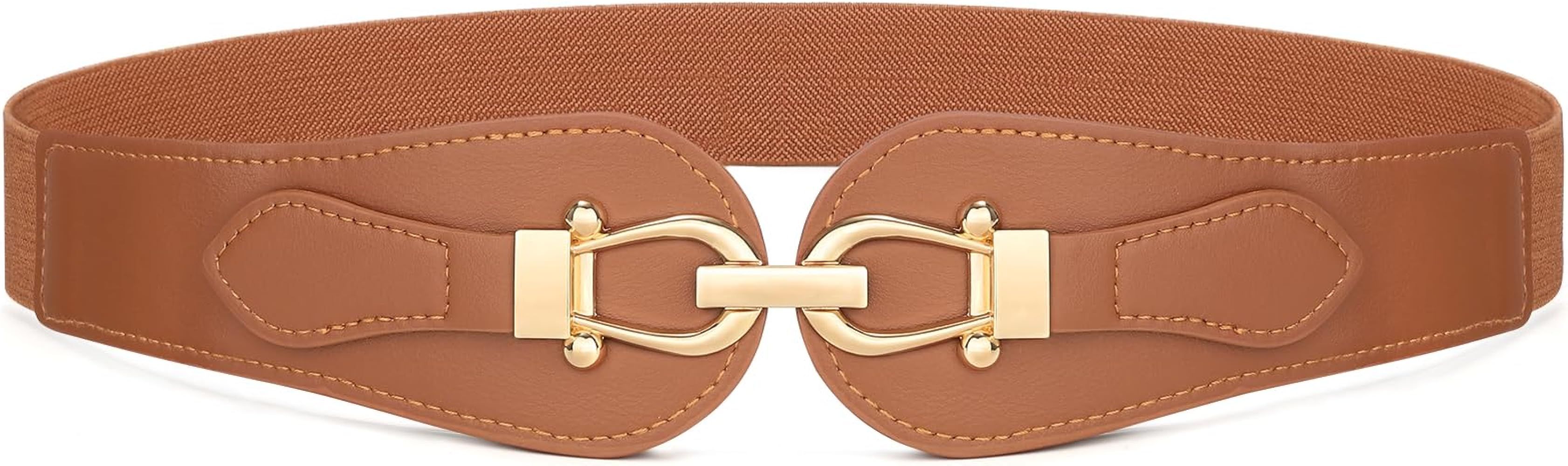 VONMELLI Wide Elastic Belts for Women, Stretch Ladies Waist Belt with Fashion Gold Buckle, Vintag... | Amazon (US)