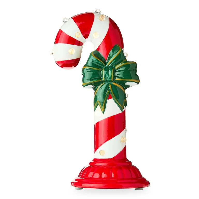 Light-Up Ceramic Candy Cane Christmas Tabletop Decoration, Red and White, 8.5", by Holiday Time | Walmart (US)