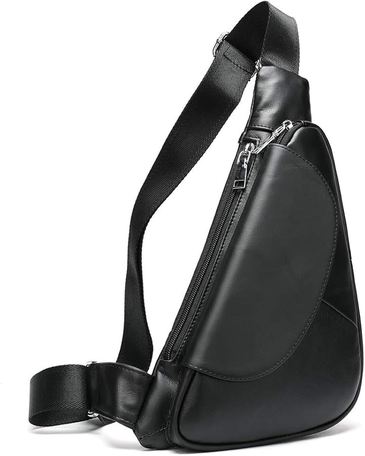 NIUCUNZH Genuine Leather Sling Bag Triangle Crossbody Bags Front Chest Day Pack One Shoulder Stra... | Amazon (US)