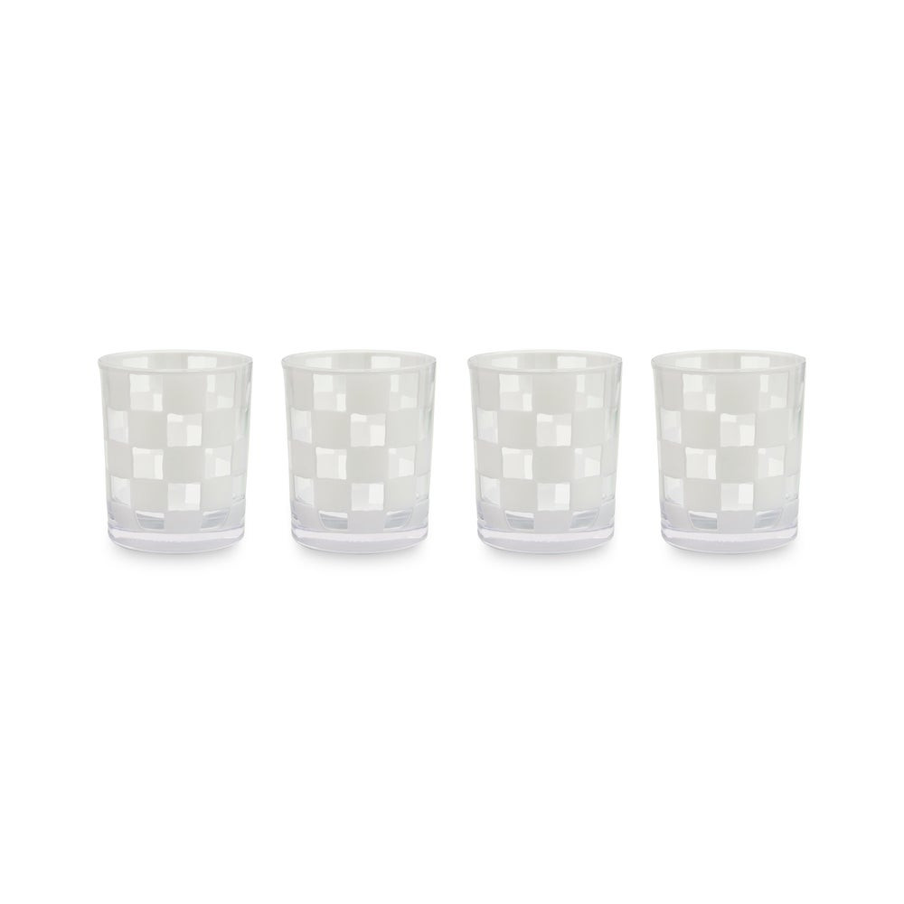 White Check Acrylic Tumblers, Set of 4 | MacKenzie-Childs