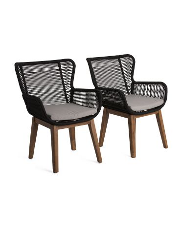 Set Of 2 Acacia Wood And Rope Indoor Outdoor Chairs | Global Home | Marshalls | Marshalls