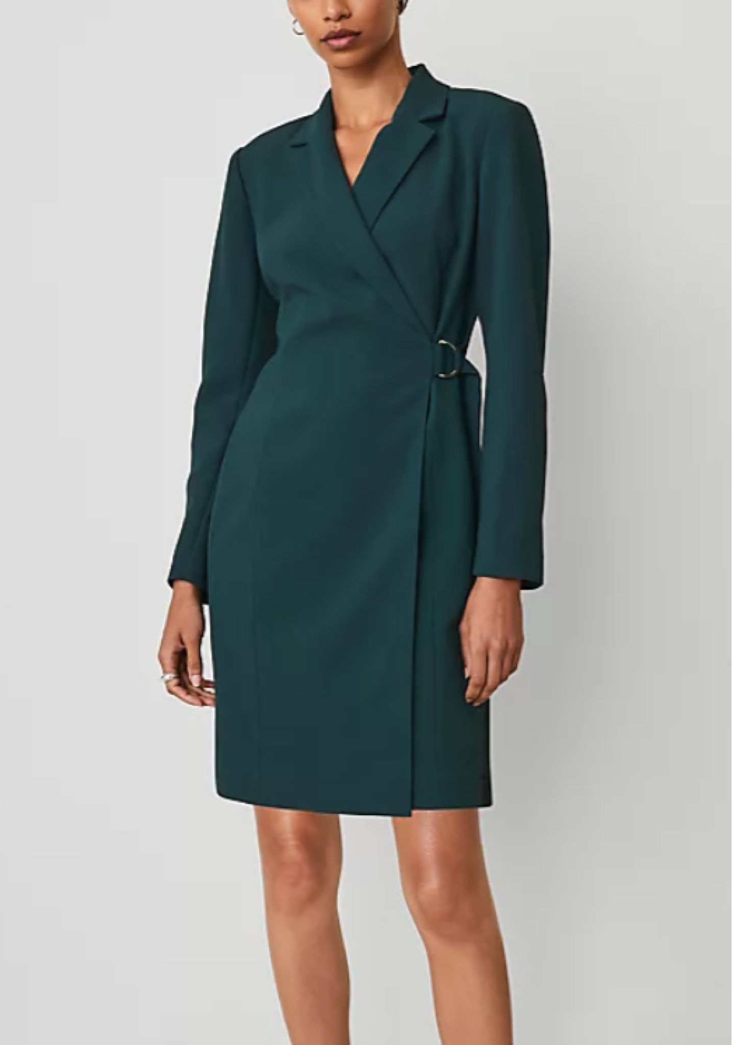 Notched lapel tie waist sheath dress in ‘deep slate green’ from Ann Taylor 
Forest green / kingfisher 
House of colour / Autumn 

#LTKWorkwear #LTKFallSale #LTKStyleTip