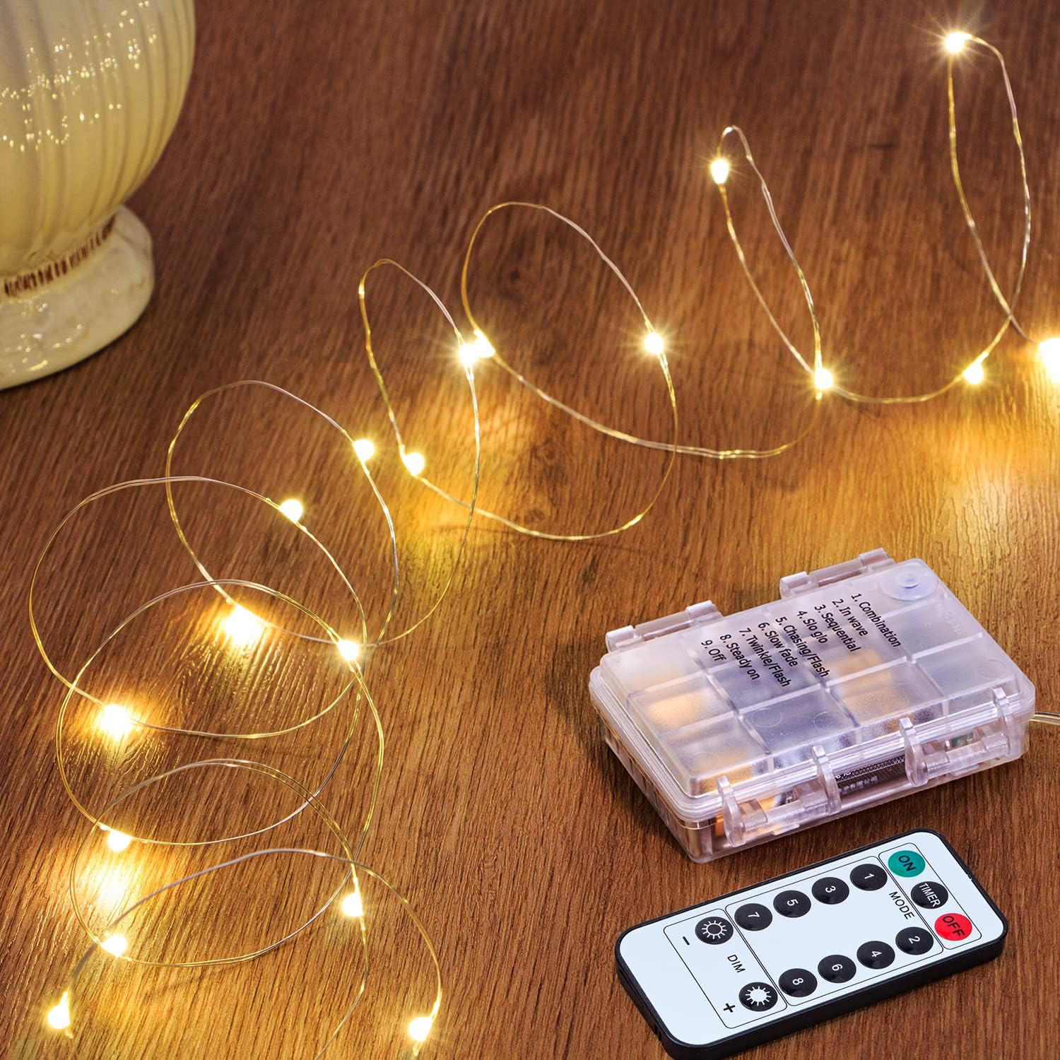 Metaku 2 Pack 33Ft 100 LED Fairy Lights Battery Operated String Lights with Remote Timer, LED Twi... | Amazon (US)