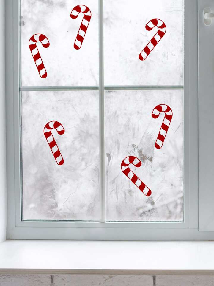 Trends1pc Christmas Candy Cane Pattern Wall Sticker | SHEIN