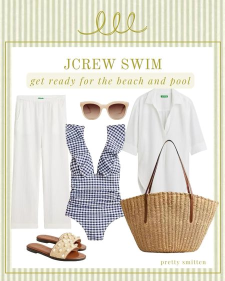 New JCrew swimwear - these ruched v-neck swimsuits are my all time favorite style. So flattering and comfortable, I have it in multiple colors! Love this gingham with the ruffle. 

#LTKmidsize #LTKover40 #LTKstyletip