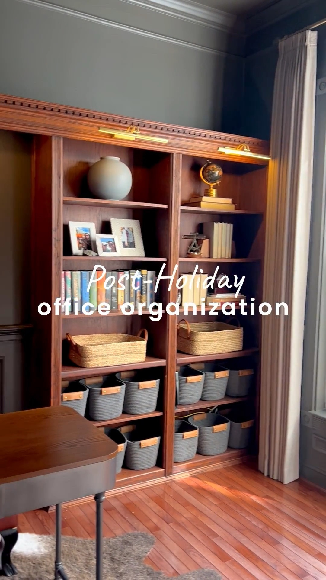 Cleaning up every space in my house post holidays! These bins are so great for open shelving. I love that I can stack papers, a planner or a laptop in the long bins that I’m actively using. Then the smaller gray bins are perfect for my kids to grab and play with a set of blocks and put it back on their own 🙌🏼 I’ve also moved them around my house and tested for years. So handy. 

These gallery picture lights are also rechargeable and so easy to install anywhere without being hardwired! 

And my favorite of all time pinch-pleated curtains with privacy liner are such a cherry on top in my color drenched office!

Home Office design / office curtains / pinch pleat curtains / home organization / kids organizers and storage / shelf organization / interior designer tips / budget organization 

#LTKSaleAlert #LTKFindsUnder100 #LTKHome