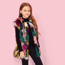 Girls Colorful Faux Fur Vest | SHEIN