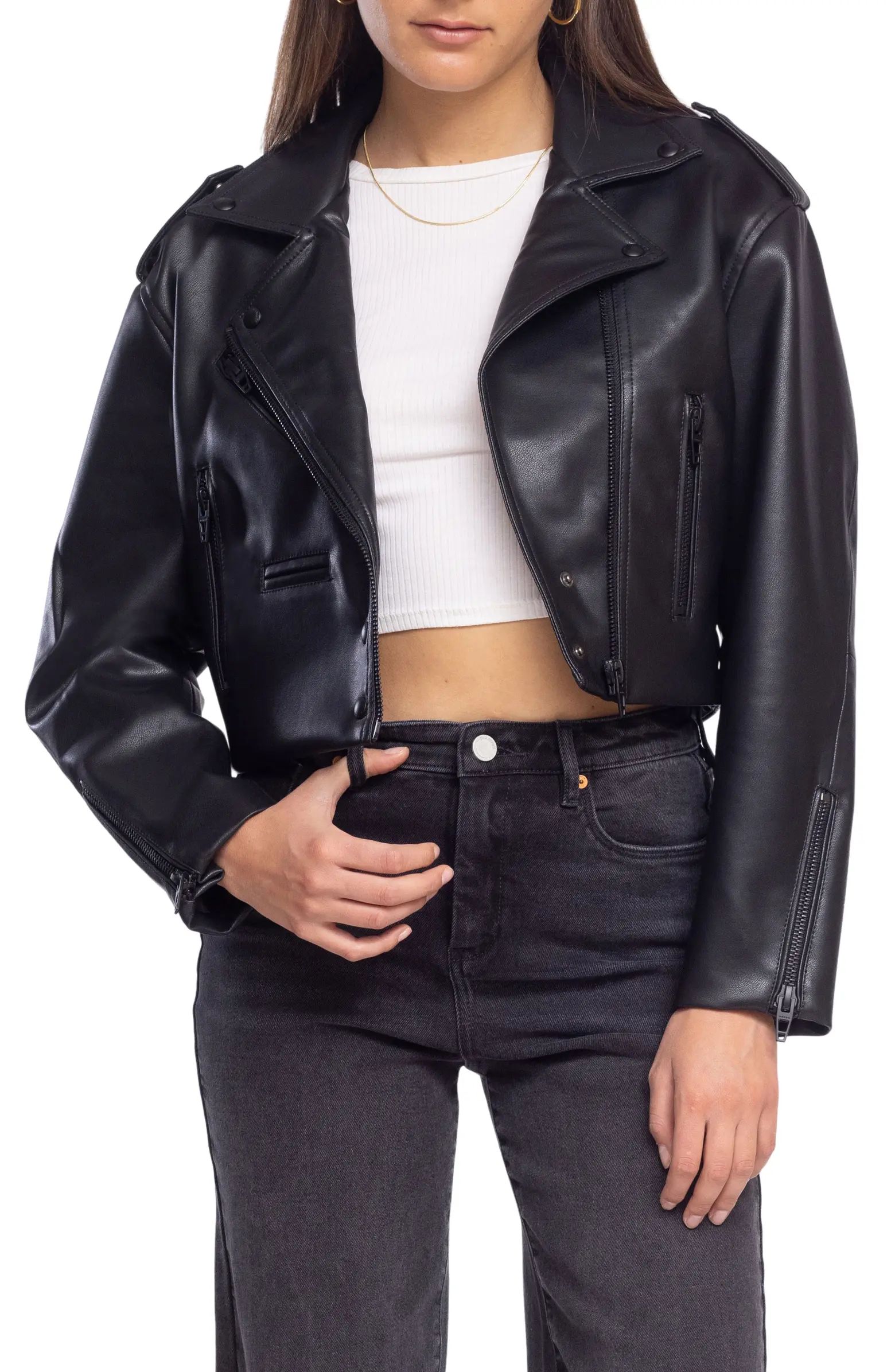 BLANKNYC Faux Leather Crop Moto Jacket | Nordstrom | Nordstrom
