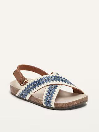 Unisex Mixed-Material Cross-Strap Sandals for Toddler | Old Navy (US)