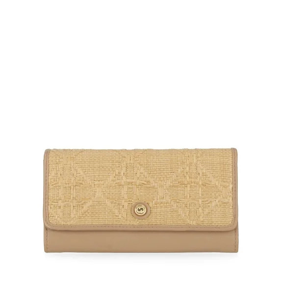 Time and Tru Women's Piper Clutch Wallet Straw, Beige | Walmart (US)