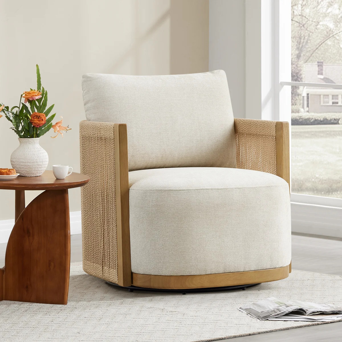 Boho Upholstered Swivel Armchair | Wayfair North America