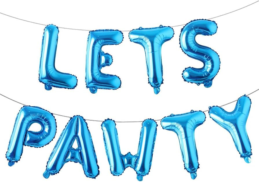 9PCS 16'' Foil Balloon Dog Pet Birthday Lets Pawty Balloons,Happy Birthday Banner for Pet Dog Par... | Amazon (US)