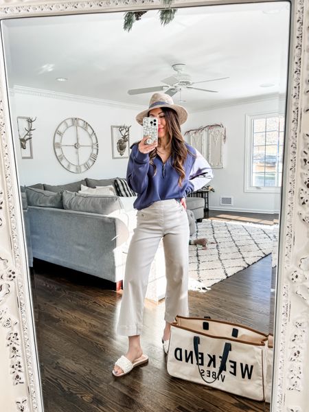 Spanx code: tammyxspanx. Social threads code (hat): tammy10. 

Pants small petite. Small sweatshirt. 

Spanx, twill pants, tan pants, cropped pants, wide leg pants, vacation outfit, spring break 

#LTKover40 #LTKfindsunder100