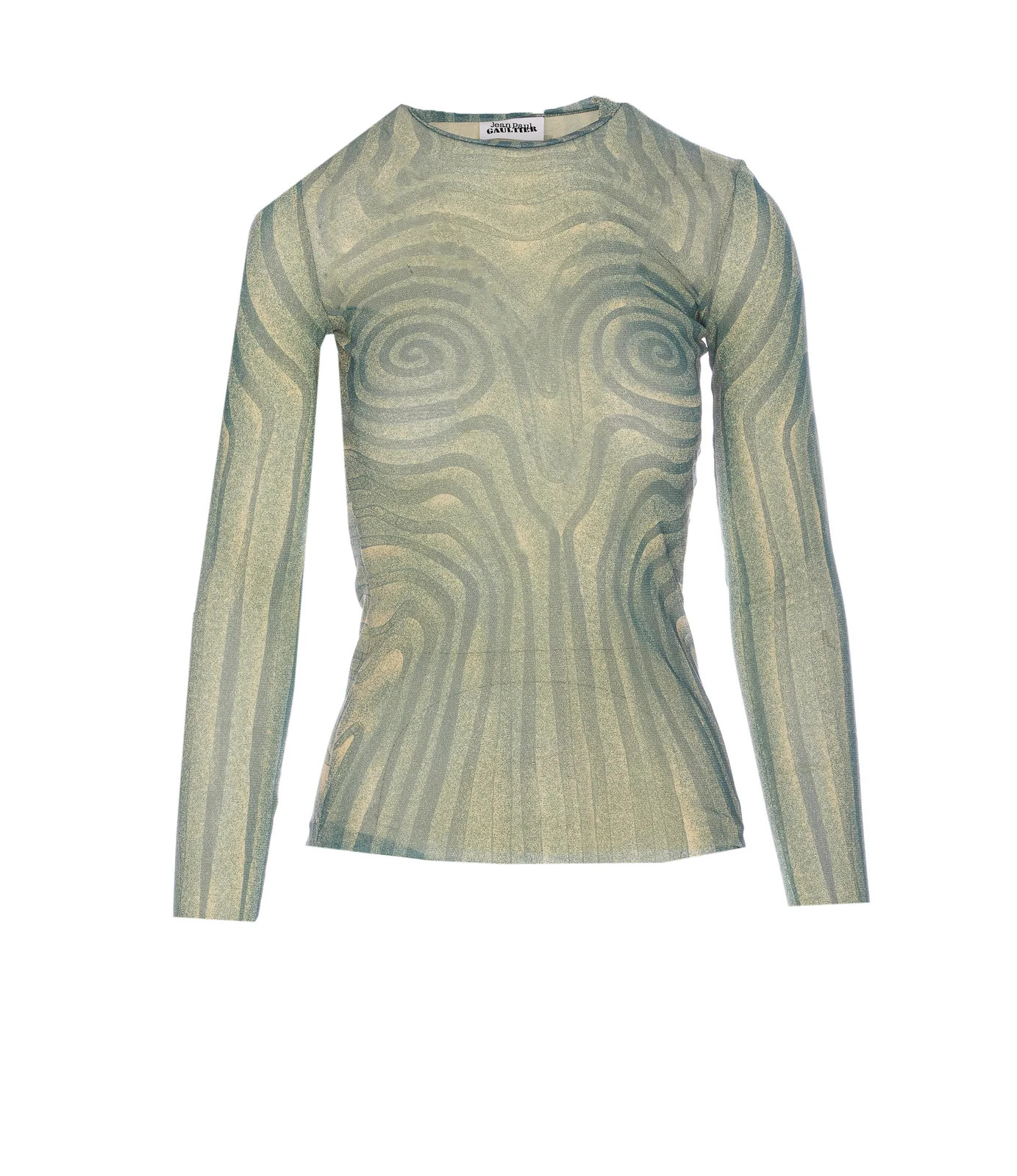 Jean Paul Gaultier Spiral Printed Long Sleeved Mesh Top | Cettire Global