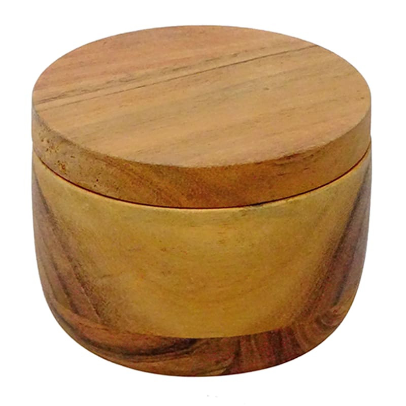 Round Acacia Wood Salt Cellar | At Home