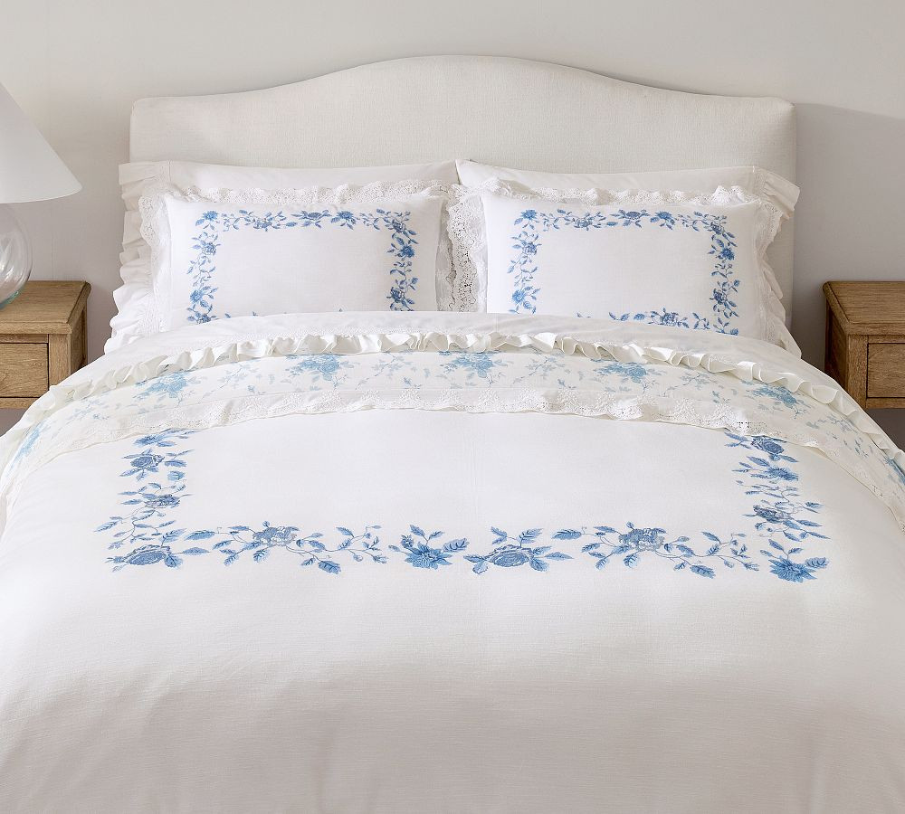 LoveShackFancy Blue Rose Duvet Cover, Multi, King/Cal. King | Pottery Barn (US)