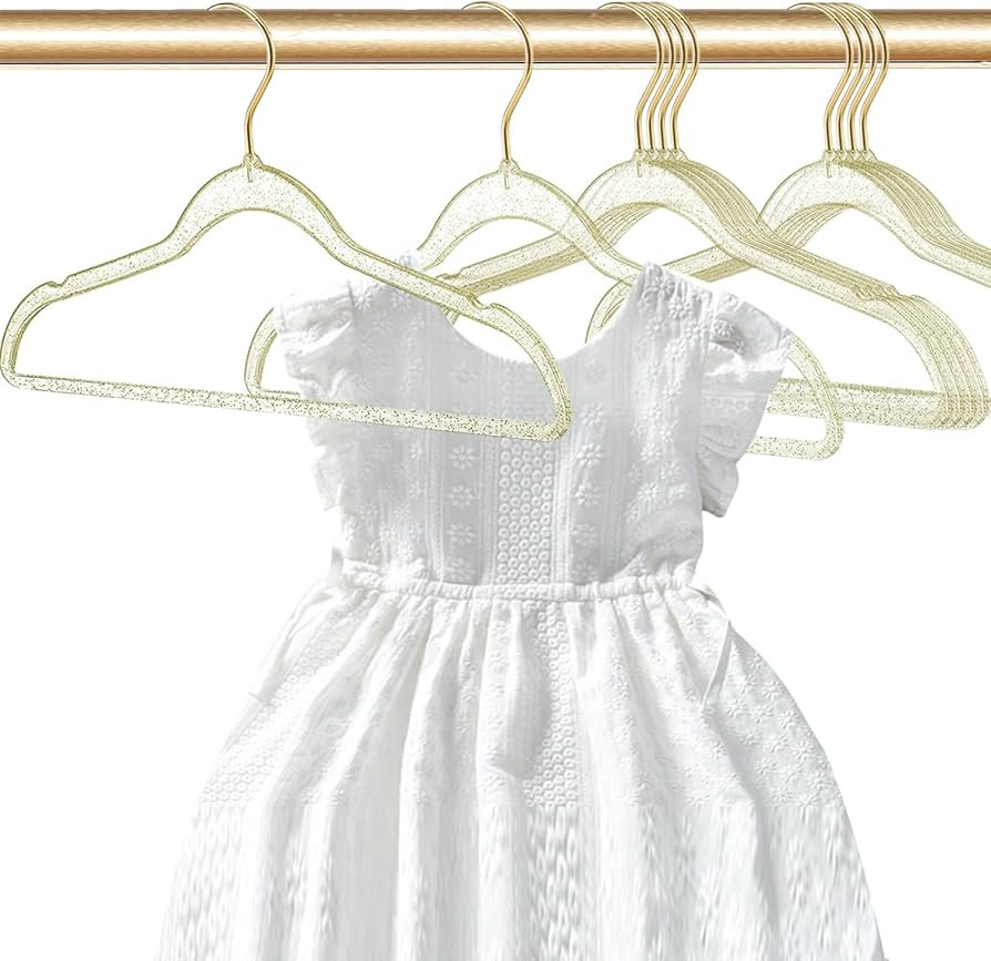 Baby Glitter Hangers 20 Pcs,13.7" Kids Clear Glitter Hangers for Closet, Non-Slip Space Saving Su... | Amazon (US)