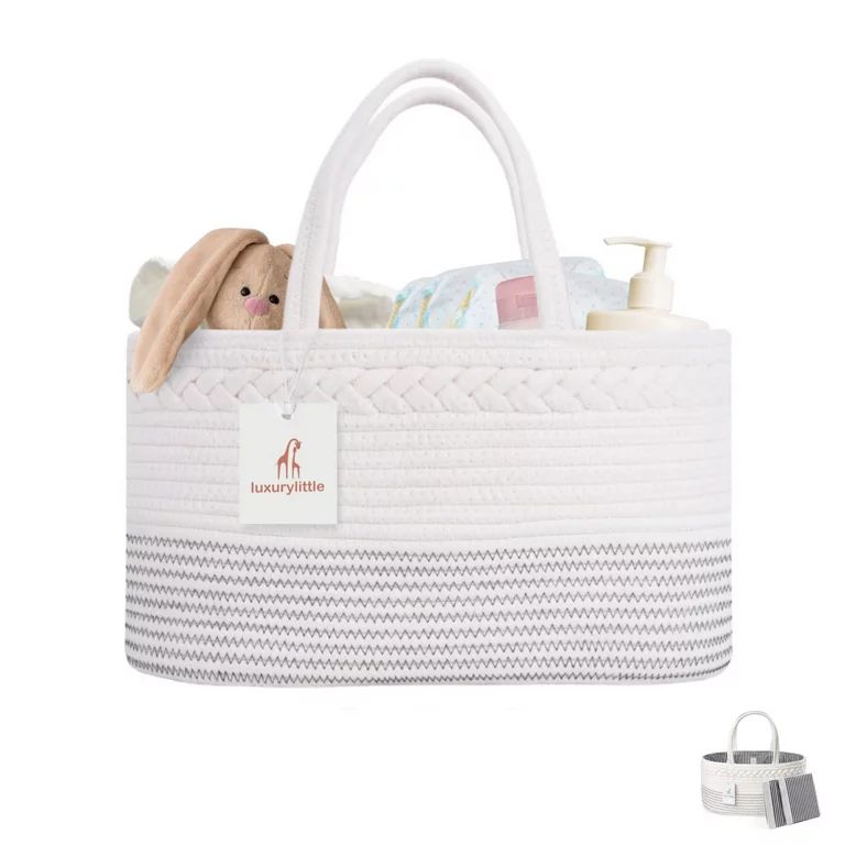 Luxury Little Baby Diaper Caddy Organizer (White Grey)- Portable Holder Bag For Changing Table an... | Walmart (US)