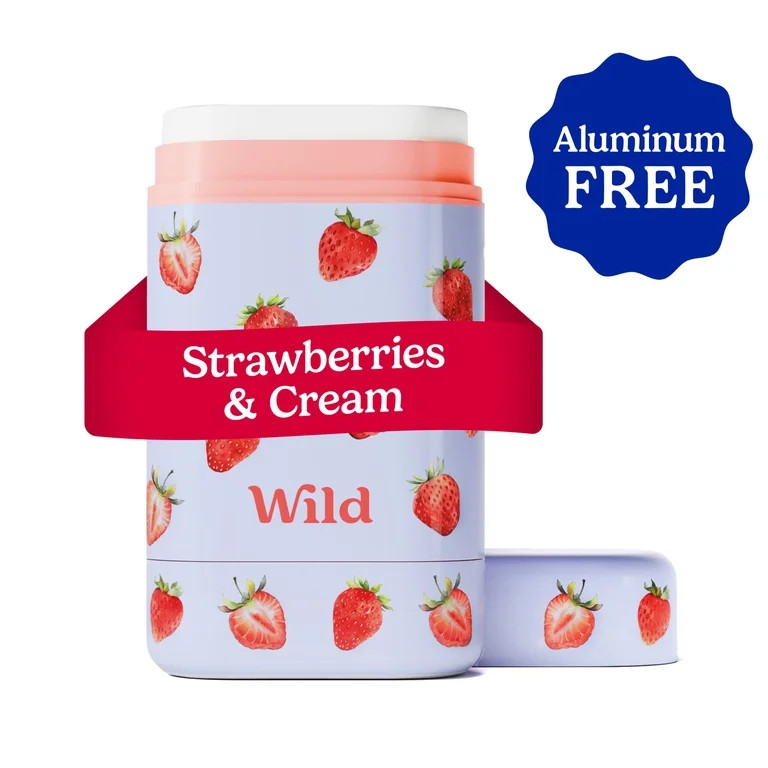 Wild Refillable Deodorant Starter Pack – Aluminum Free. Strawberry Case + Strawberries & Cream ... | Walmart (US)
