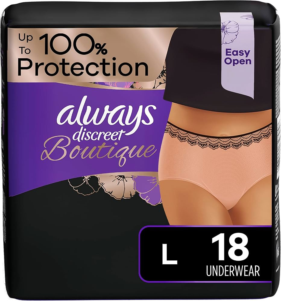 Always Discreet Boutique Adult Incontinence & Postpartum Underwear for Women, Maximum Protection,... | Amazon (US)