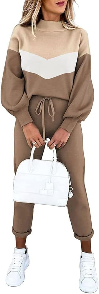 ETCYY NEW Women's 2 Piece Lounge Sets Outfits Long Sleeve Sweatshirt and Sweatpants Sweatsuit | Amazon (US)