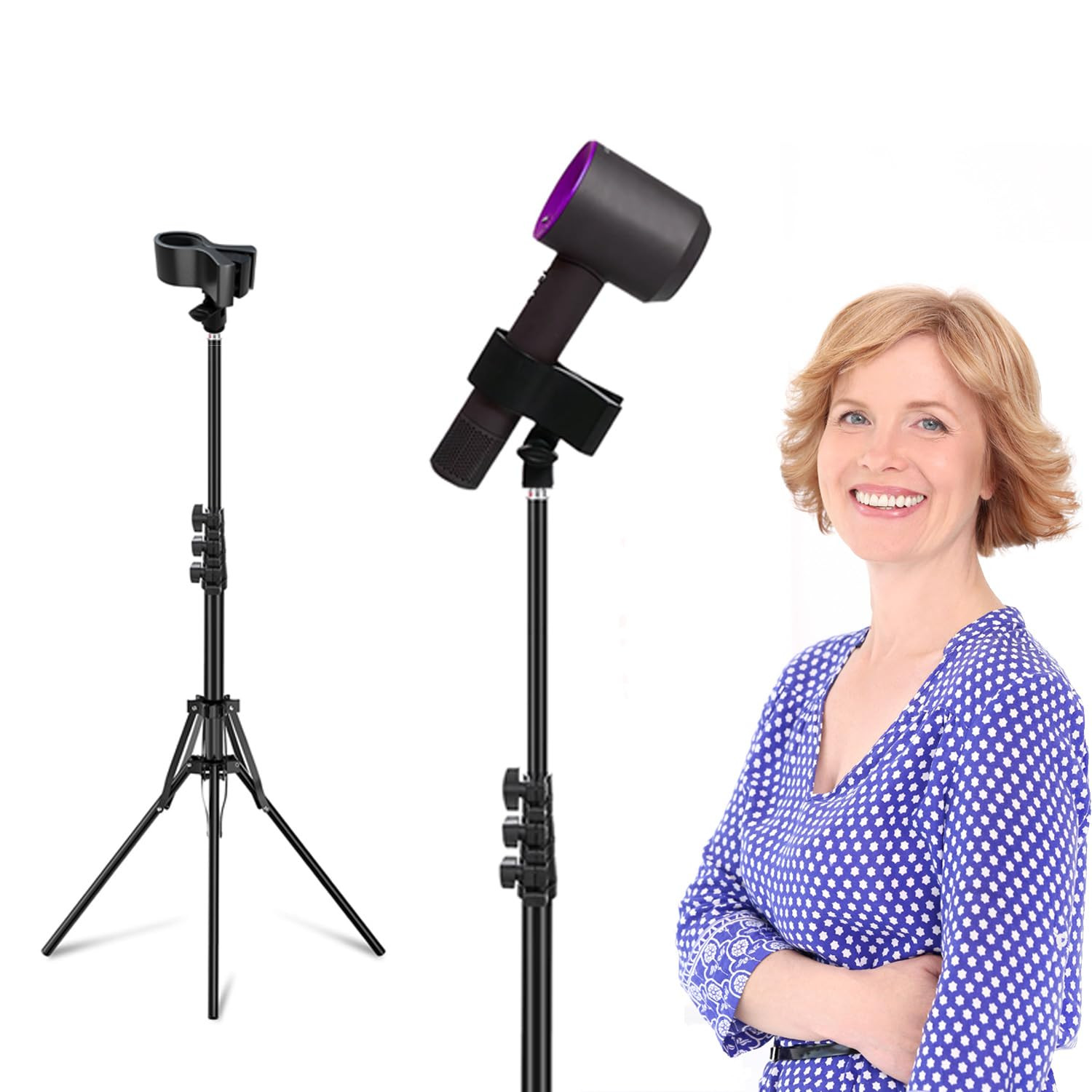 Purple River Hair Dryer Stand Black 20-63 Inch Adjustable Blow Dryer Holder with Tripod and Unive... | Amazon (US)
