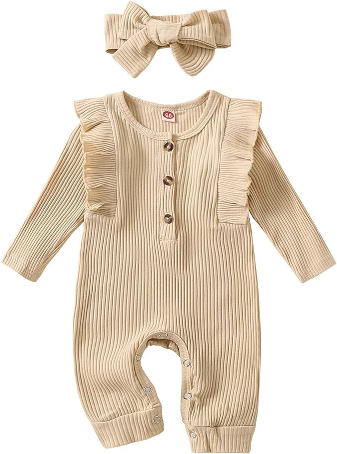 Aimaopao Newborn Infant Baby Girl Romper Bodysuit Girls Onesies Jumpsuit Pants Clothes Outfits | Amazon (US)