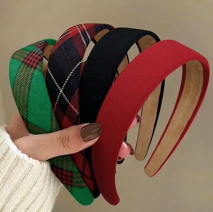 Huachi Christmas Headbands for Women Red Plaid Headband Non Slip 1 inch Wide Cute Headband for Gi... | Amazon (US)