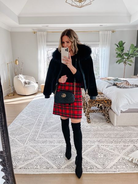 Holiday party outfit idea: red plaid and faux fur jacket 

#LTKSeasonal #LTKstyletip #LTKHoliday