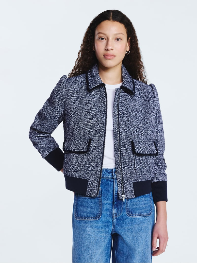 Free Assembly Women's Tweed Bomber Jacket, Sizes XS-XXL | Walmart (US)