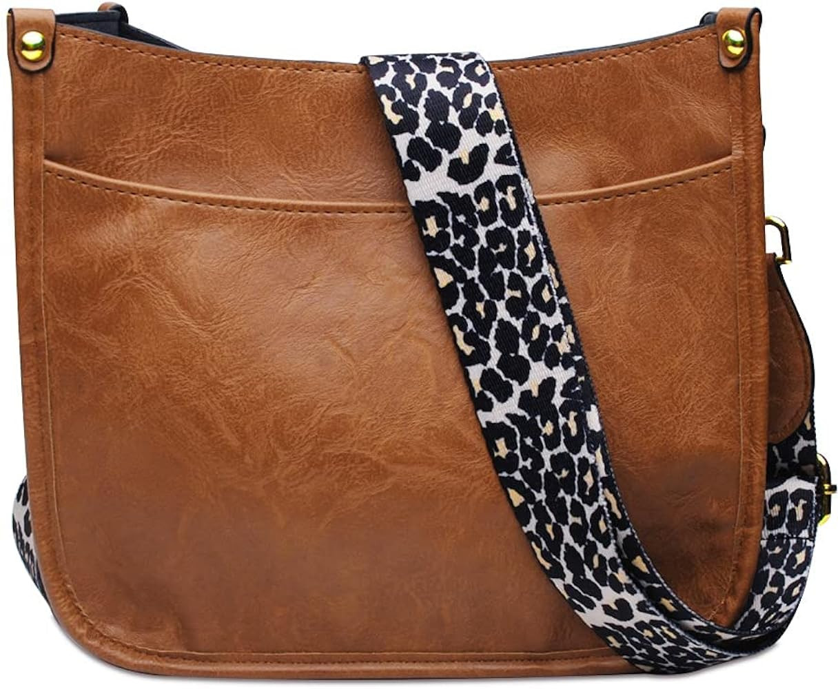 Vegan Leather Crossbody Bags for Women- Guitar Strap Purse Cross-body Purse with Adjustable Leopard  | Amazon (US)
